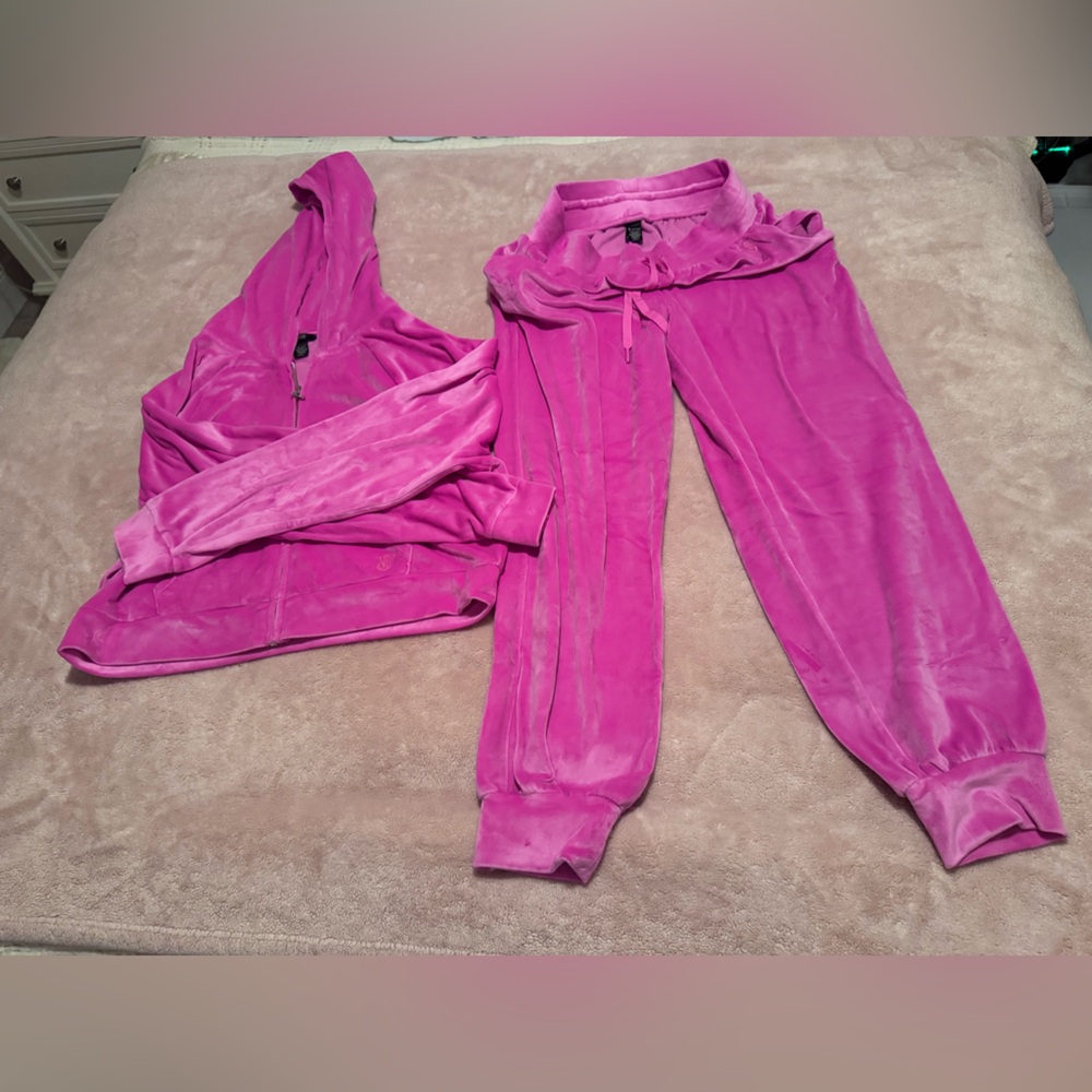 Victoria's Secret Fuchsia/Pink Velour Jogger Set size Medium